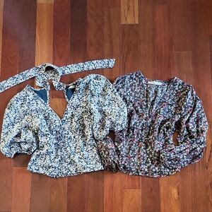 Pair of Floral Print Women's Tops